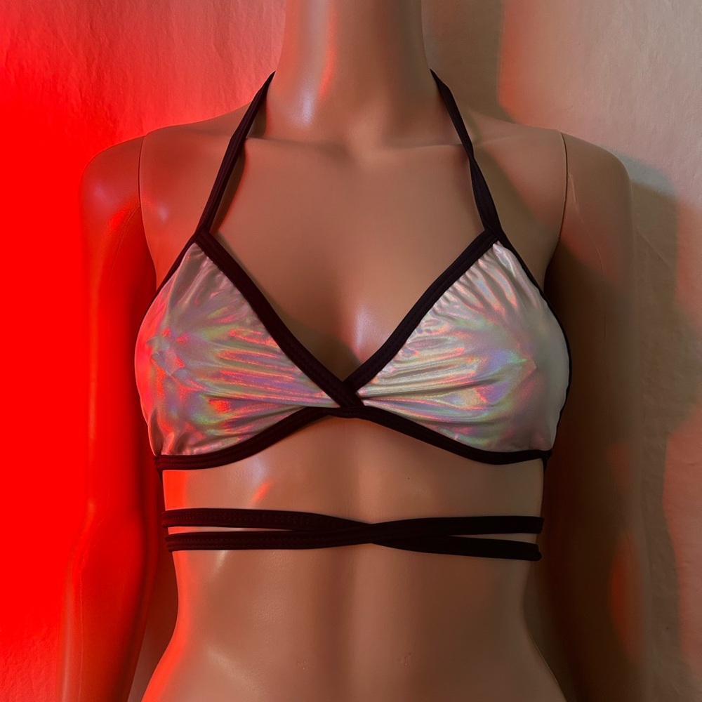 iHeartRaves Black and Silver Intimates Bra